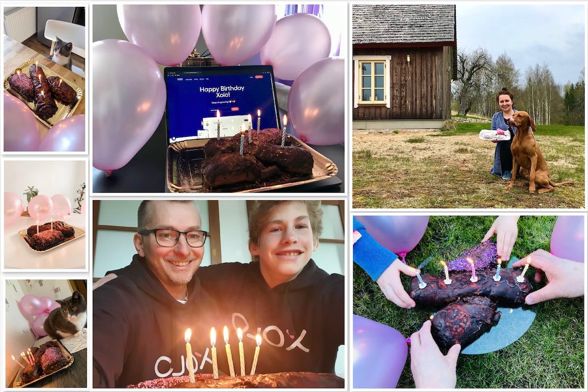 We celebrated Xolo's birthday remotely with every person receiving a pretzel and balloons 